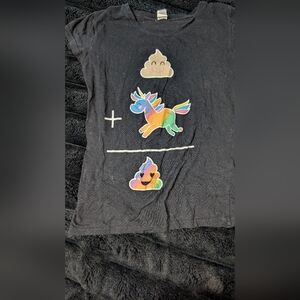 Rainbow Unicorn Poop Tee Shirt - Girls Large/ Women's Small